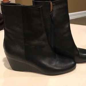 Vince black wedge bootie